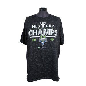 Fanatics men's MLS Seattle Sounders Champs 2019 crew neck‎ heather black t shirt
